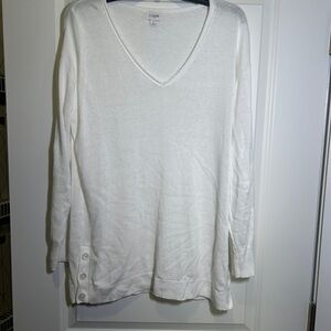 J. Crew White V-Neck Top